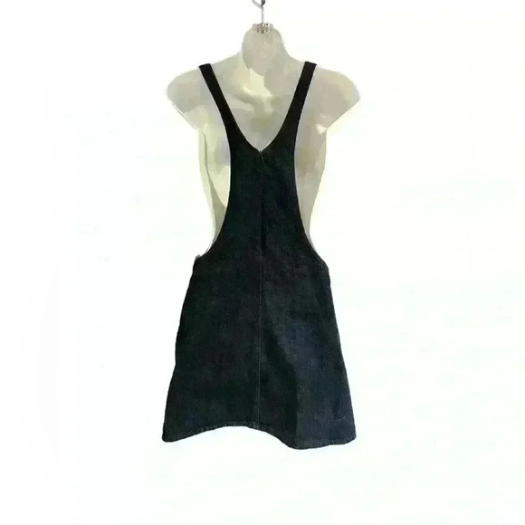 Zara Trafaluc Denim Pinafore Dress Small Open Sides Hidden Back Zipper A-Line - Picture 2 of 5